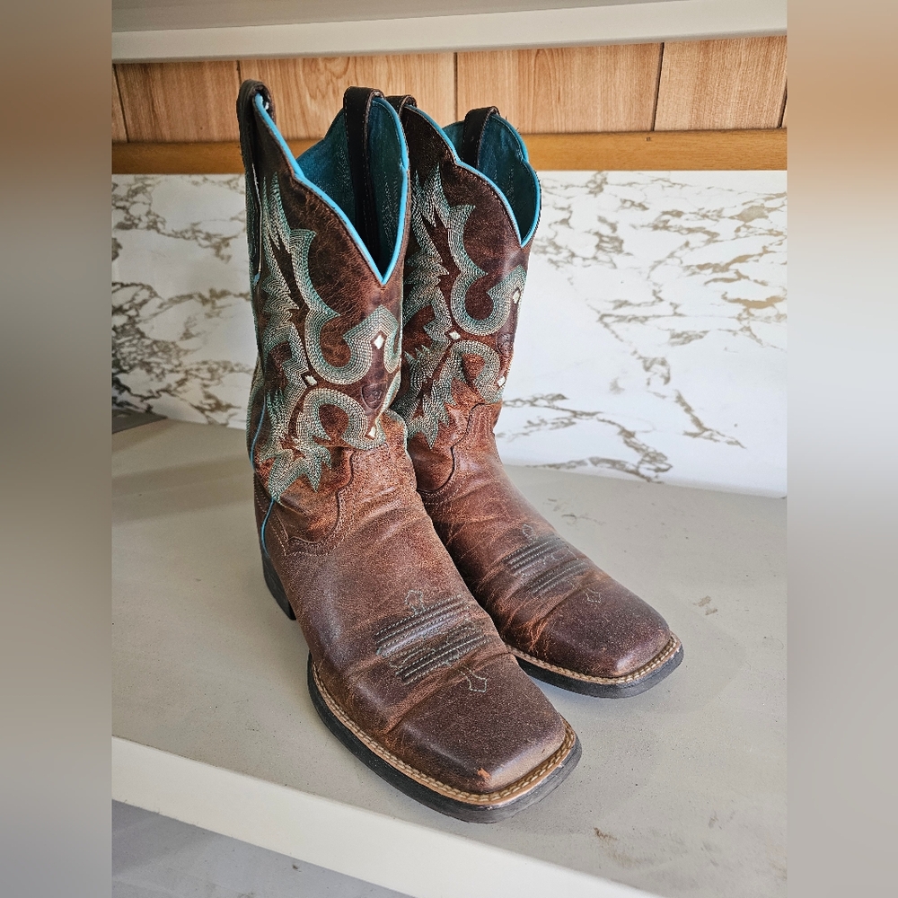 Ariat Brown and Teal Heeled Boots